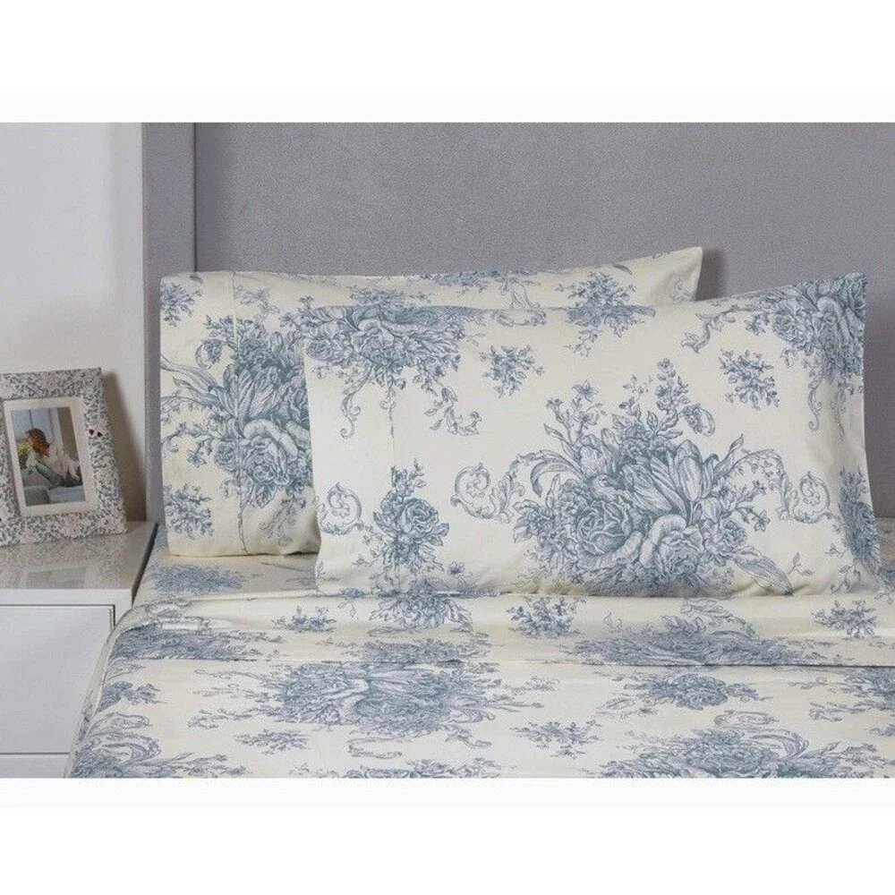 Melange Home 400 Thread Ct French Toile 3-pc King Duvet Set Cotton Shabby Chic